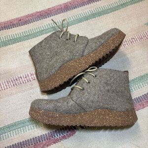 Comfortfusse Karl Casual Boots Size 37 Wool Upper Cork Sole Shoes Natural German